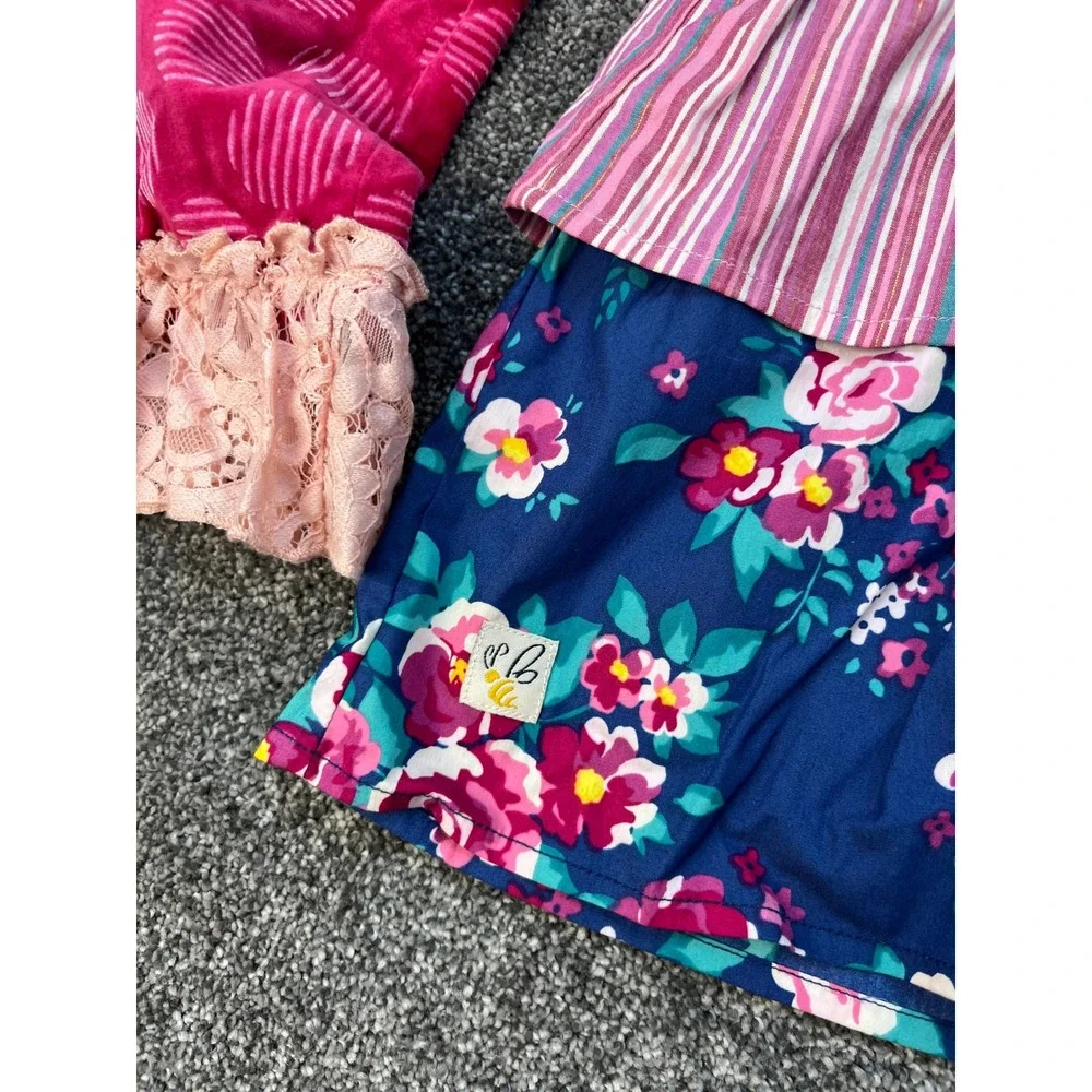 Wildflowers Matilda Jane Mixed Print Velvet Floral Tiered Tunic Dress Girls 10